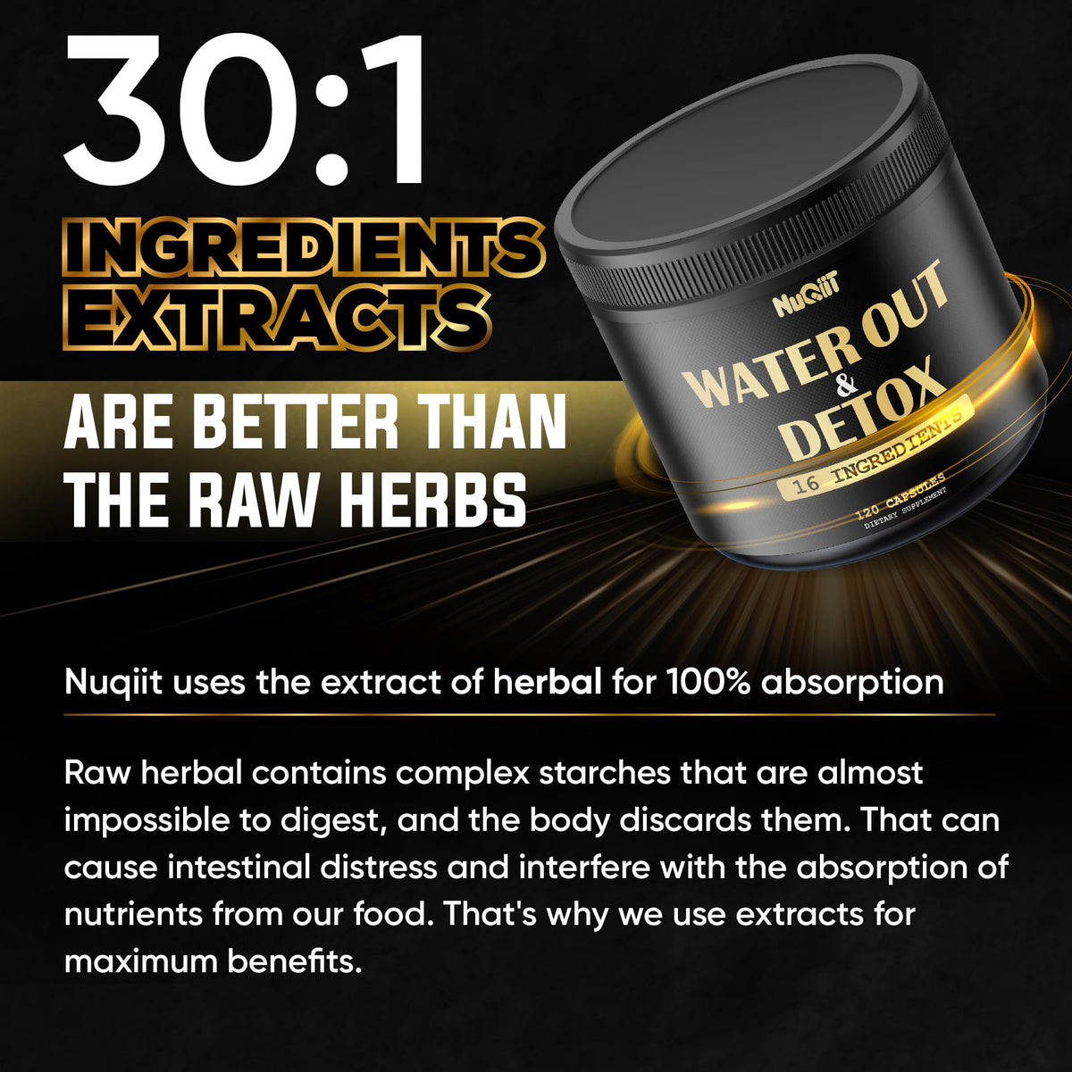 Nuqiit Water Out Supplement with Dandelion Root 12000mg Apple Cider Vinegar 4500mg & More