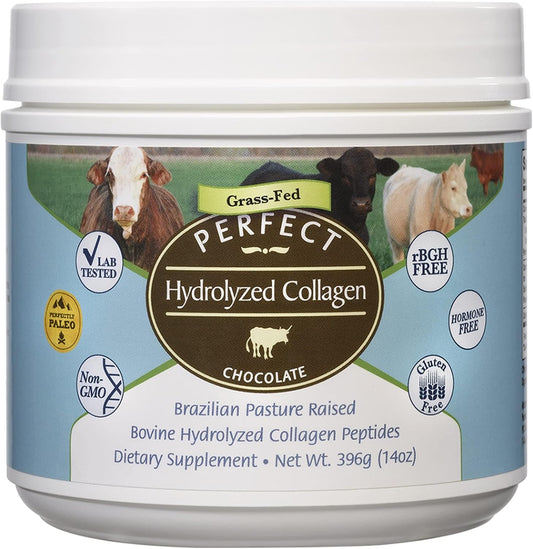Perfect Supplements - Perfect Hydrolyzed Collagen Chocolate – 396 Grams – Bovine Hydrolyzed Collagen Peptides – Pesticide & Hormone Free – Brazilian Pasture Raised