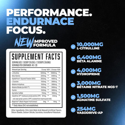 Pump Serum Non Stim Pre-Workout - Fully Loaded Stimulant Free Pre Workout for Extreme Pumps, Vascularity & Muscle Fullness, with L-Citrulline, HydroPrime & Nitrates, Blue Razz, 40 Servings