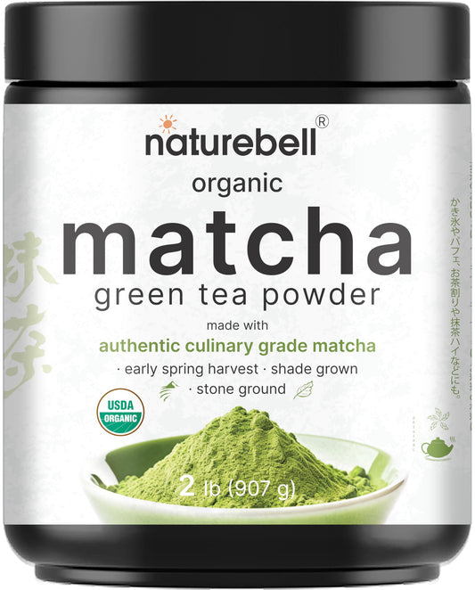 Organic Matcha Green Tea Powder, 1 Pound | Unsweetened with Zero Sugar, Culinary Grade, Potent Early Spring Leaf Harvest, Fine Stone Ground – Vegan, All Purpose, Great for Matcha Latte