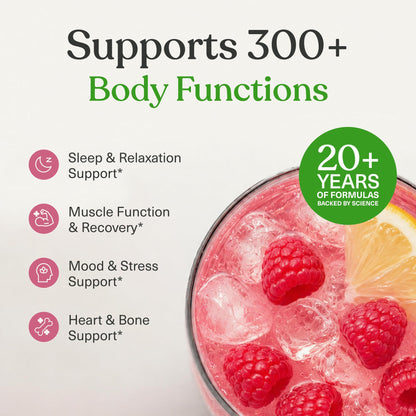 BIOptimizers Magnesium Breakthrough Drink - 8 Forms of Magnesium, Electrolytes, Sleep Health, Stress, Muscle Recovery, Heart Support | Glycinate, Citrate, Malate- Raspberry Lemon