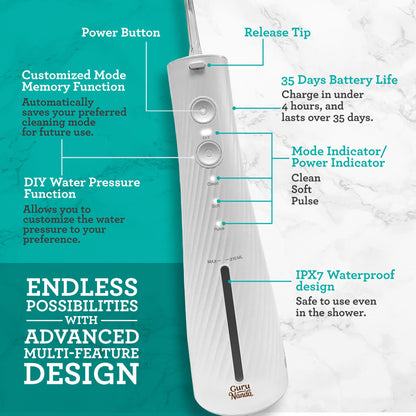 GuruNanda Electric Toothbrush & Water Flosser, 4 Toothbrush Heads, 4 Tips