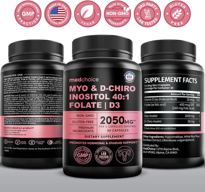 MEDCHOICE Myo-Inositol 40:1 Supplement with Folate & Vitamin D3, 90ct