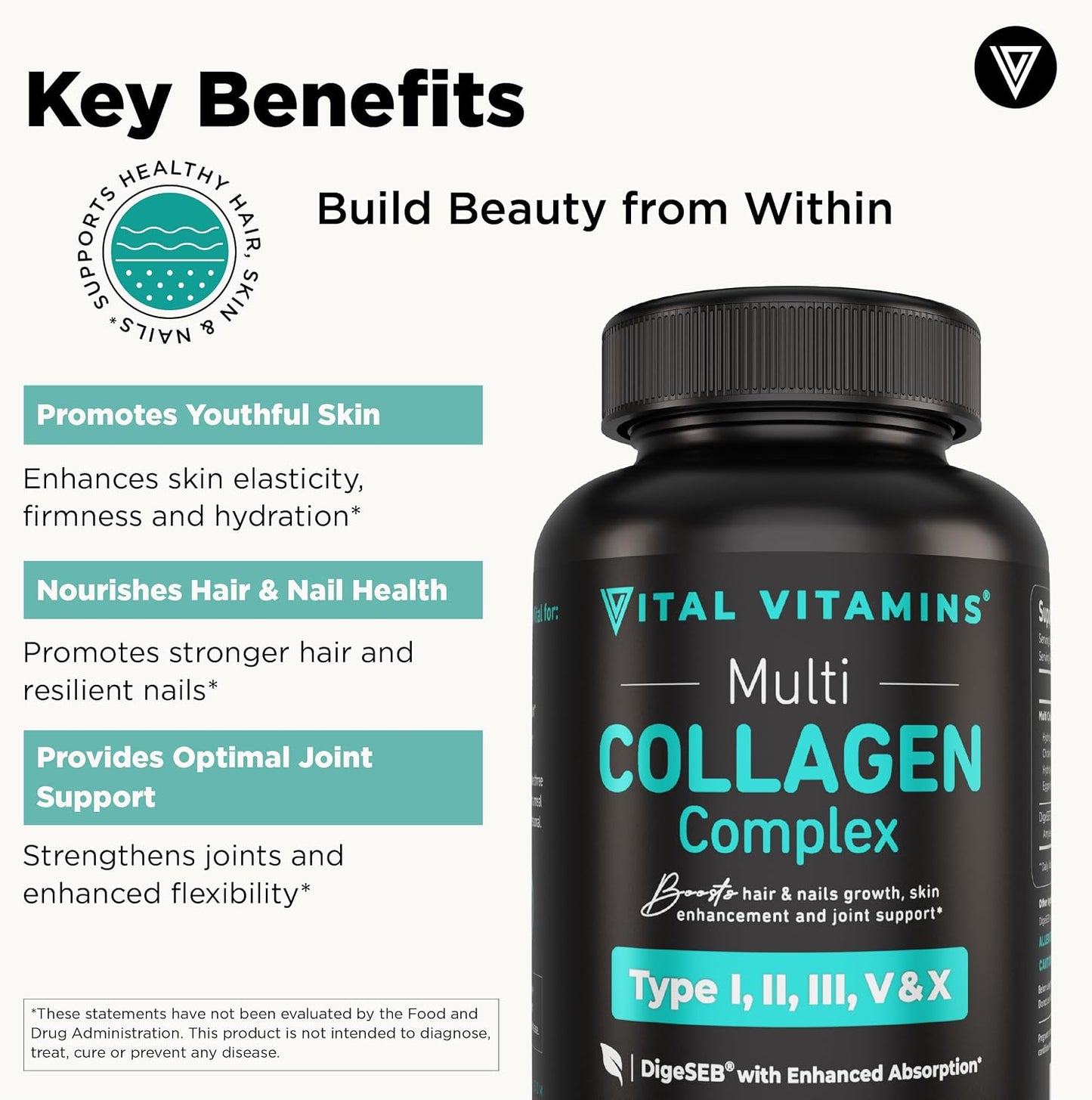 Vital Vitamins Multi-Collagen 150 ct + Hyaluronic Acid Hydration Complex 60 ct