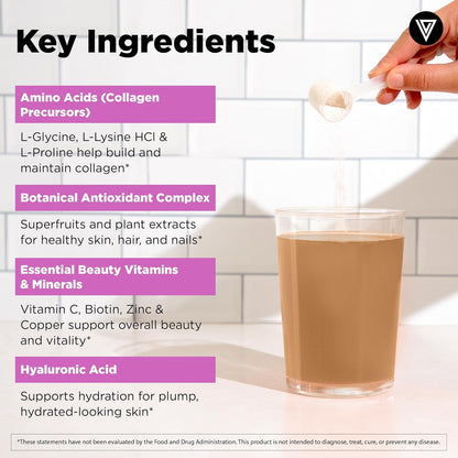 Vital Vitamins Vegan Collagen Booster Powder with Amino Acids & Vitamin C | Mango Raspberry Lemonade Flavor, Plant-Powered Collagen Support with Biotin & Hyaluronic Acid, 30 Servings