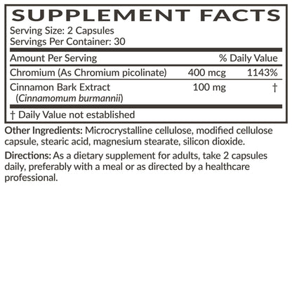 Futurebiotics Cinnamon Plus Chromium Picolinate Supplement, High Potency Chromium, Non-GMO, 120 Vegetarian Capsules