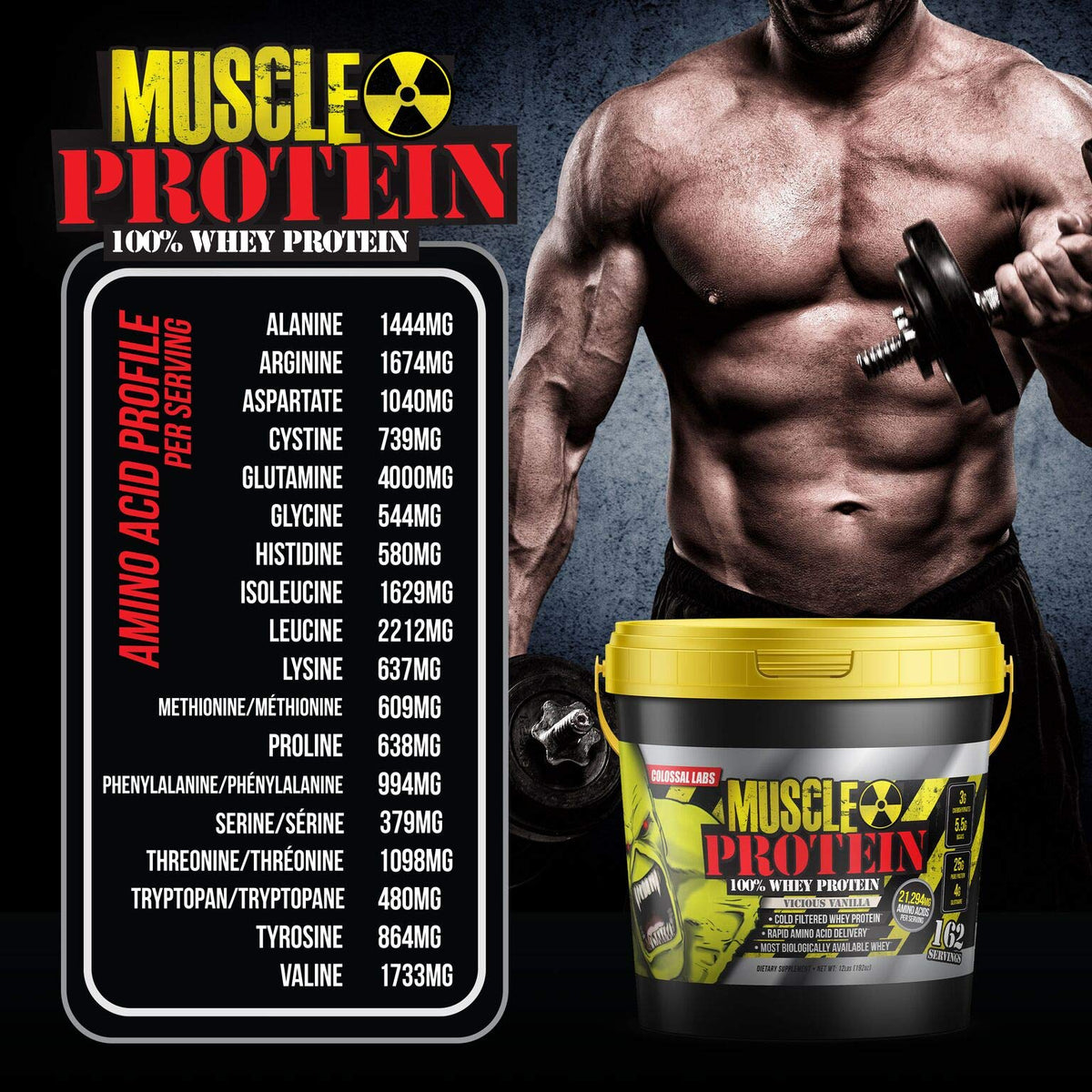 Colossal Labs Whey Protein Blend [12 Pounds/Pack of 1]–Vicious Vanilla, Cold Filtered