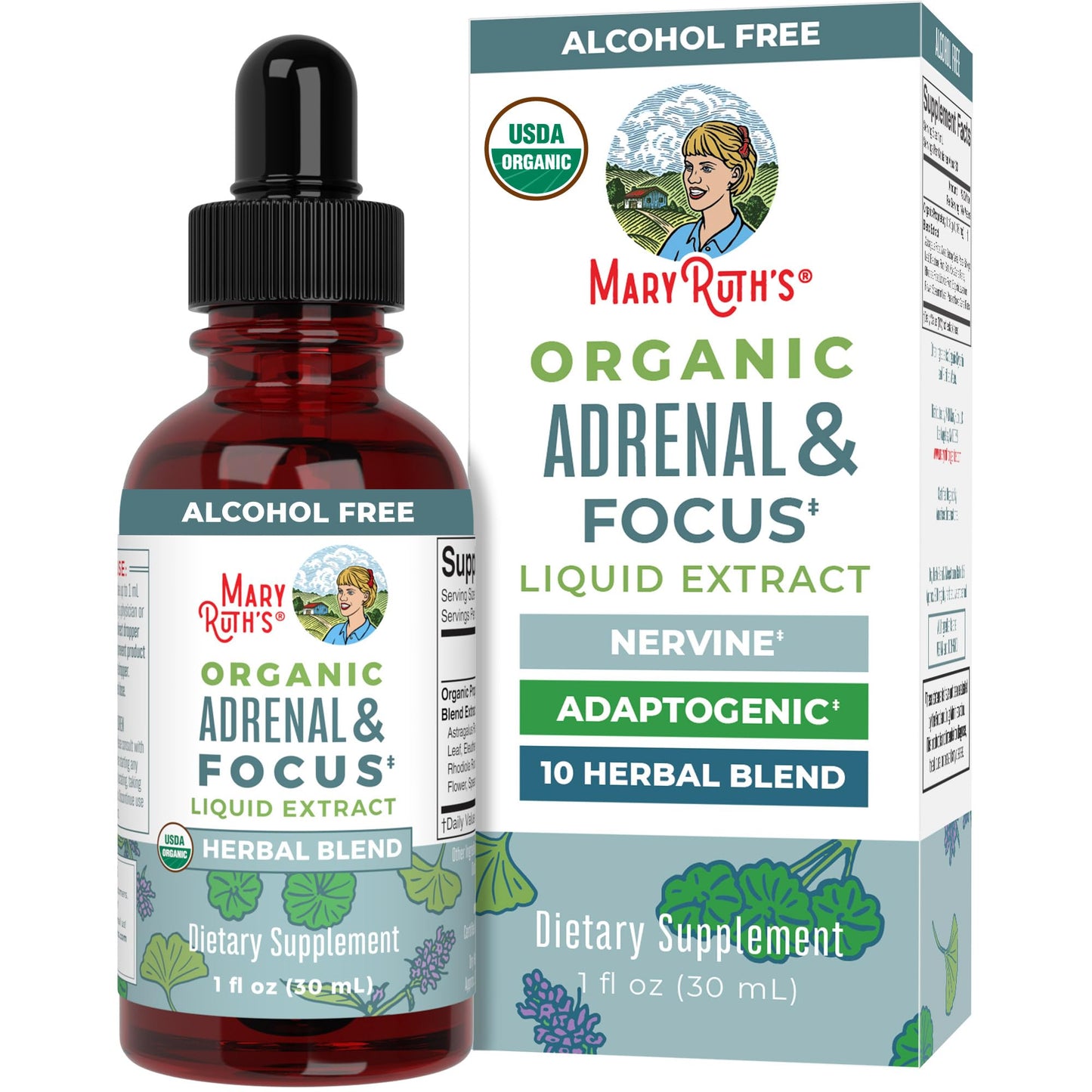 MARYRUTH'S Kids Focus & Attention Drops | USDA Organic Drops | Ginkgo Biloba | Rhodiola Root & Licorice Root | Adaptogenic | Calm | Vegan | Non-GMO | Gluten Free | 30 Servings