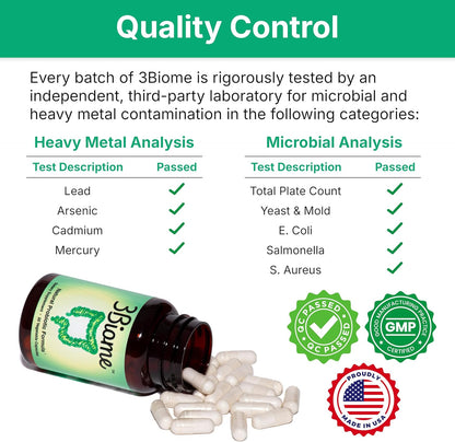 3Biome Natural Probiotic Supplement for Gut Health, Vegan, Gluten-Free | With Smart Probiotics to Improve Digestion and Regularity While Easing Gas, Bloating, and Stomach Discomfort, 30-Day Supply