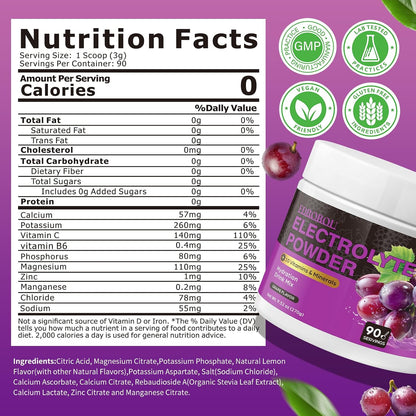 Sugar Free Electrolyte Powder Grape Flavor 90 Servings