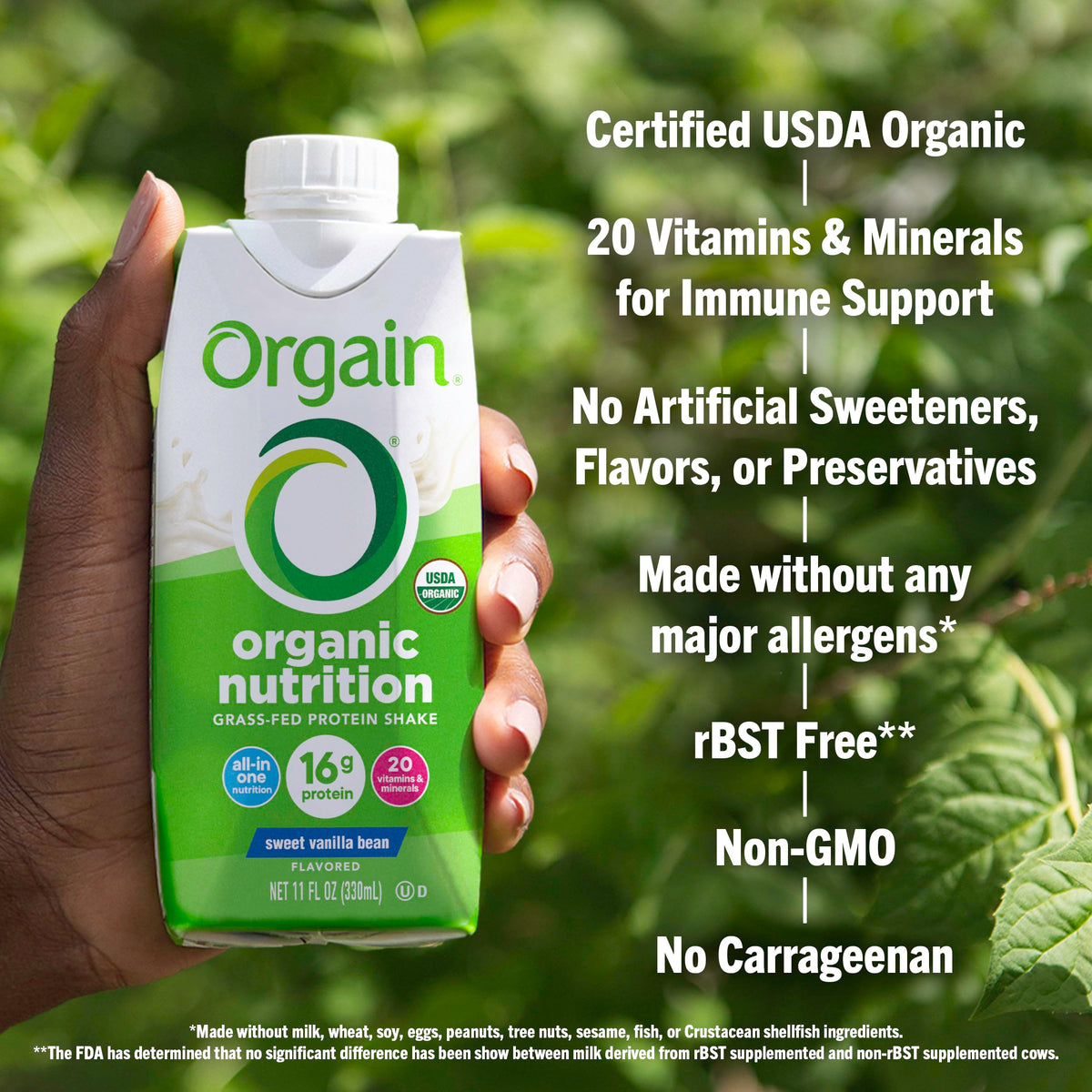Orgain Organic Nutritional Protein Shake, Vanilla Bean - 16g Grass Fed Whey Protein