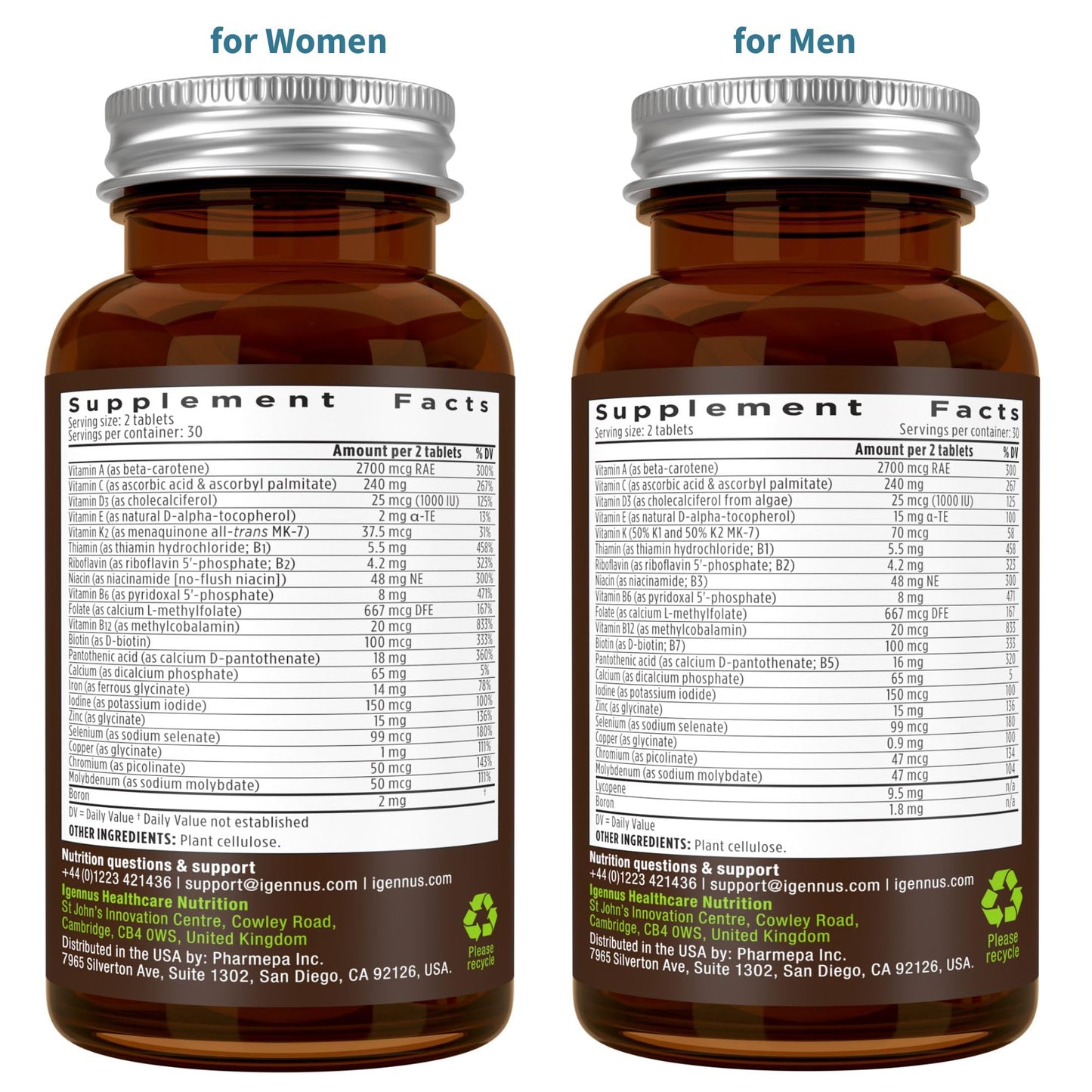 Igennus Methylated Multivitamin for Men with 22 Actives, 60 Tablets | Lycopene for Antioxidant Support, High Potency B12, Sustained Release, Pure & Clean, Non-GMO & Halal