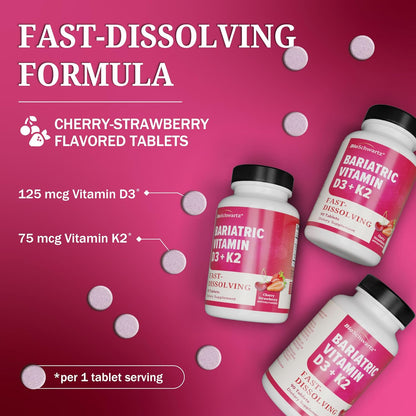 Bariatric D3 K2 Dissolvable Tablets - 90 Cherry-Strawberry Tablets