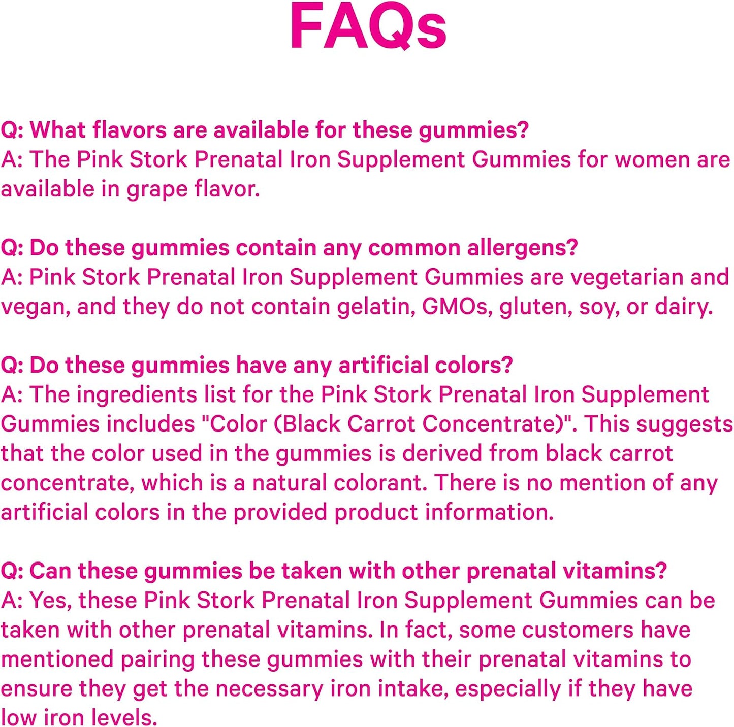 Pink Stork Prenatal Iron Supplement Gummies for Women - 20 mg with Vitamin C - Grape Chewable for Deficiency, Energy, & Blood Builder - 60 Gummy Chews