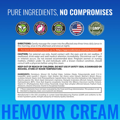 Approved Science Hemovir - Hemorrhoid Support Supplement - Witch Hazel, Horse Chestnut - 45 Capsules - 1 Bottle - Vegan