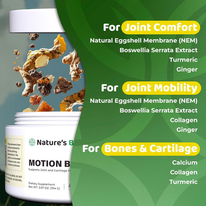 Motion Bliss | Joint Supplements for Men & Women with NEM | Joint Health Support, NEM, Calcium, Boswellia Serrata Extract, Collagen. 30 Days Supply. Citrus Zest Flavor