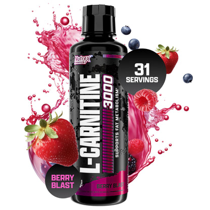 Nutrex Research L Carnitine 3000 - Clinically Dosed L-Carnitine Liquid for Energy, Metabolism & Muscle Recovery - Delicious Strawberry Watermelon - No Sugar, No Carbs, No Stimulants - 31 Servings
