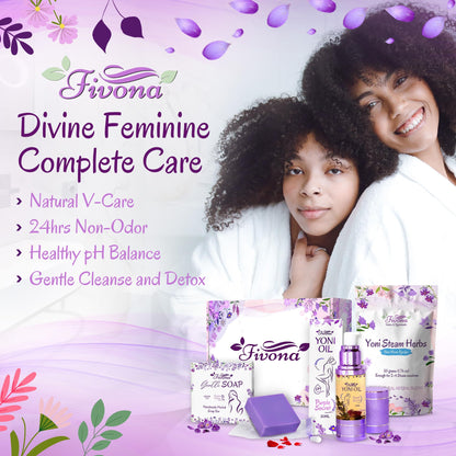 FIVONA Yoni Care Kit 3 in 1 - pH Balanced Natural Vaginal Oil 30 ml, Organic Herbal Soap 5.3 oz