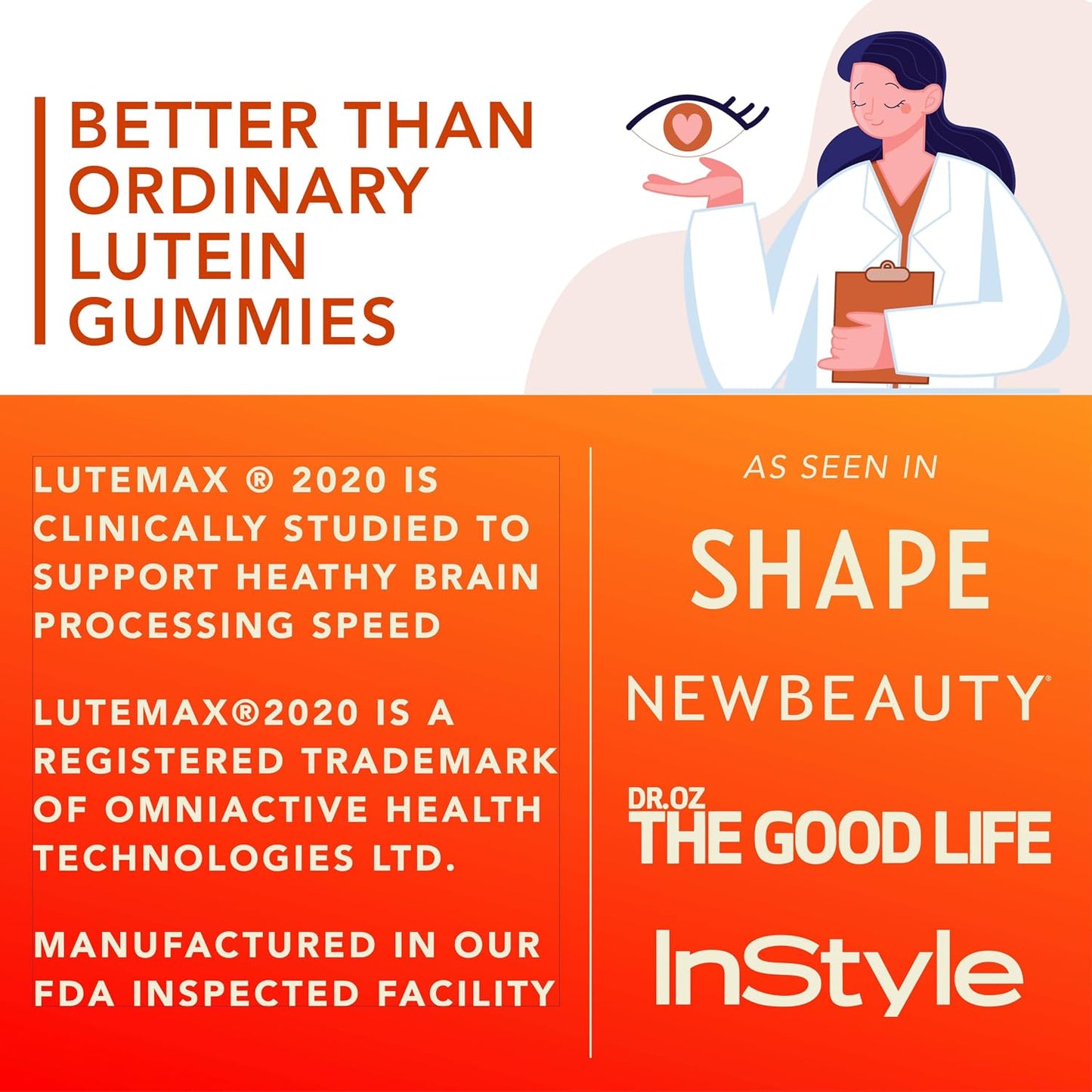 PLANT.O NUTRITION Lutein & Zeaxanthin Gummies - Delicious Vegan Eye Health Vitamins Clinically Studied 20mg Lutein and Zeaxanthin for Vision Clarity Dry Eye Relief and Blue Light Support