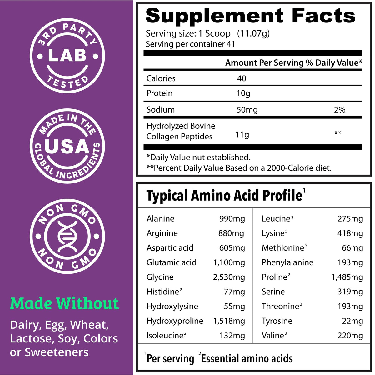 Collagen Protein Powder. Grass Fed Collagen Powder for Women & Men. Hydrolyzed