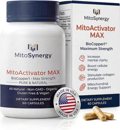 MAX Bioavailable Copper Supplement, BioCopper1 Cuprous Nicotinic Acid, Chelated Copper 2mg, Bio Active Capsules for Energy, Mental Clarity, Healthy Aging, NAD+ and NMN Support, 60 Count