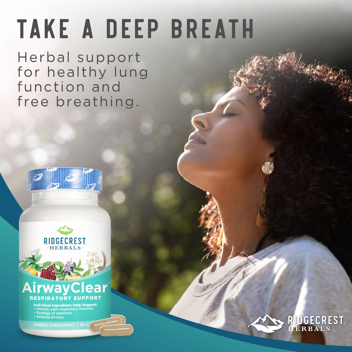 Ridgecrest Herbals AirwayClear, Natural Respiratory Relief, 60 Vegan Capsules