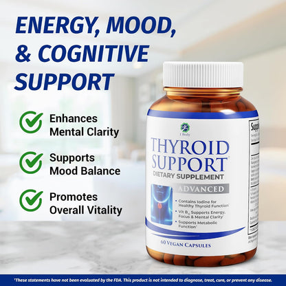 1 Body Thyroid Support Supplement + 60 Billion Probiotics for Men & Women