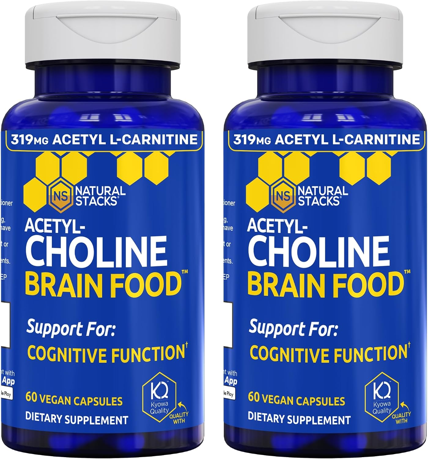 Acetylcholine Brain Food - Acetyl L-Carnitine & Alpha GPC Supplement - Supports Production of Acetylcholine - Neurotransmitter Supplement for Cognitive Function - 60 Capsules (Pack of 2)