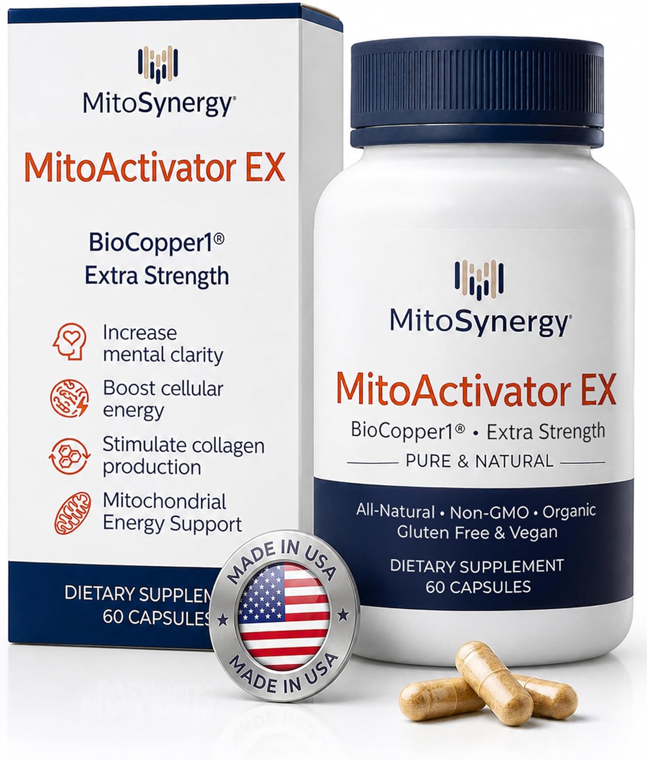MitoActivator EX - BioCopper1 Cu1 (Cunermuspir) 0.5mg Extra Strength Bioavailable Copper - Mitochondrial NAD+ ATP Booster, Anti-Aging, Anti-Graying, Tick Immune Support