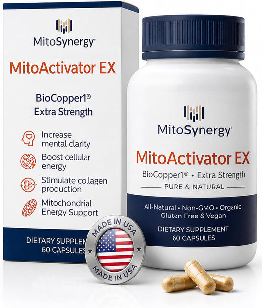 MitoActivator EX - BioCopper1 Cu1 (Cunermuspir) 0.5mg Extra Strength Bioavailable Copper - Mitochondrial NAD+ ATP Booster, Anti-Aging, Anti-Graying, Tick Immune Support