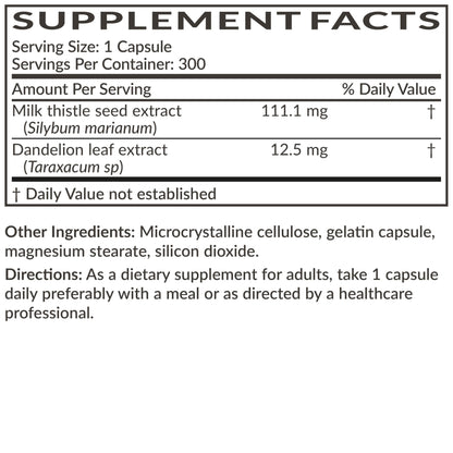 Futurebiotics Milk Thistle Silymarin Marianum & Dandelion Extract Liver Health Support, Antioxidant Support, Detox, 300 Capsules