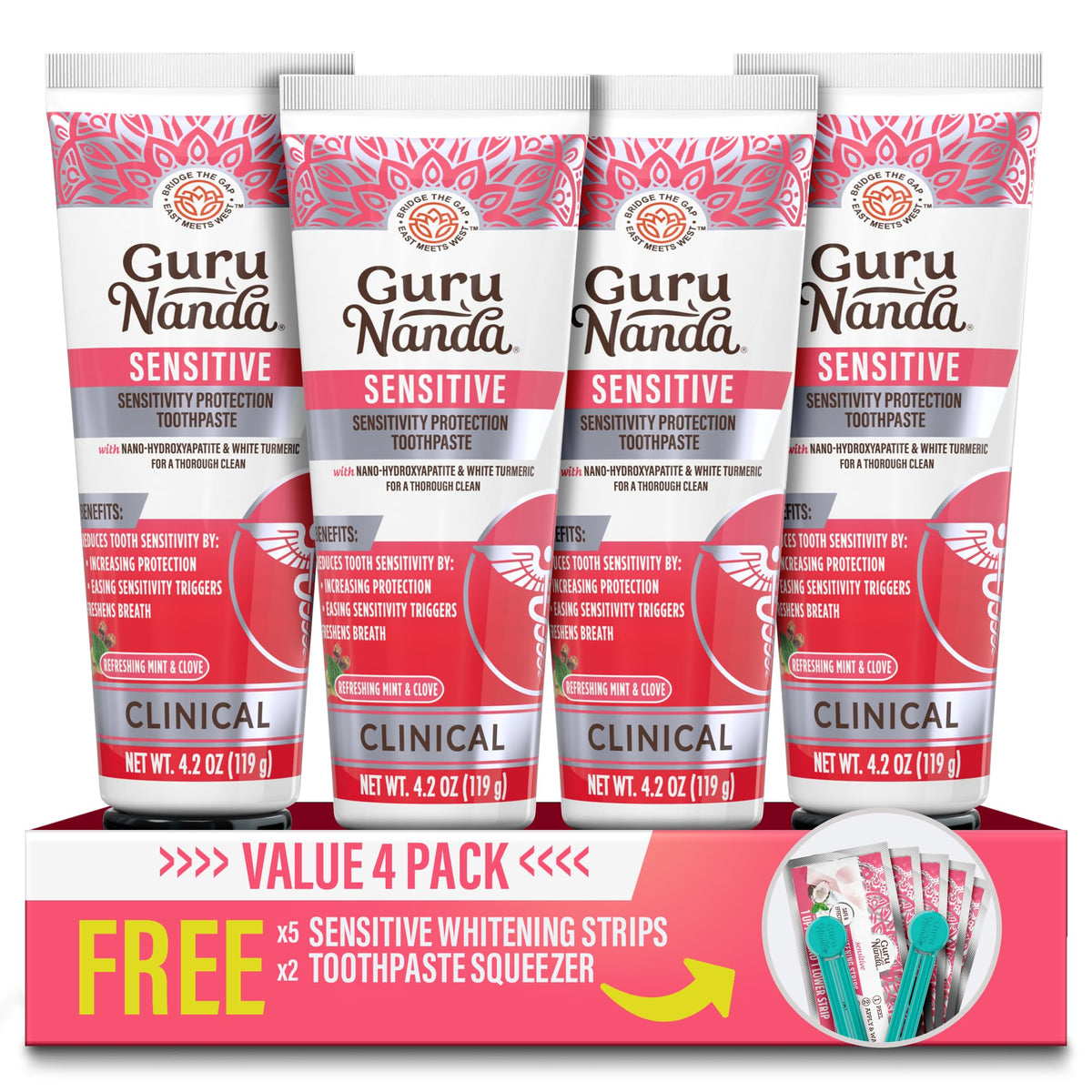 GuruNanda Hydroxyapatite Toothpaste for Sensitivity, Fluoride Free, 4.2oz