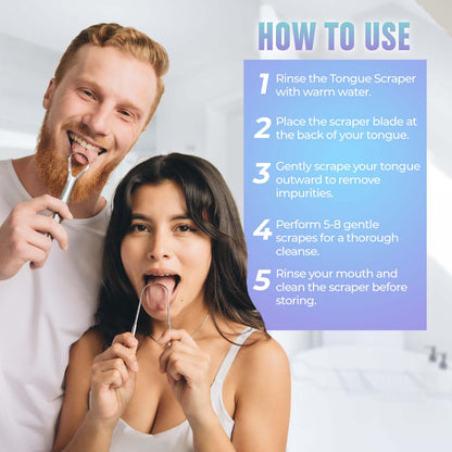 Mouthology Tongue Scraper Stainless Steel Metal Tongue Scraper for Tongue Cleaning