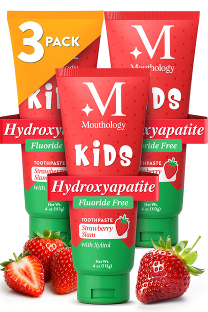 Mouthology 10% Nano Hydroxyapatite Toothpaste Fluoride Free, Whitening*, Rod Shaped nHA, Xylitol Toothpaste for Adults, Enamel Care*, Sensitive Teeth*, SLS Free, Mint 4oz (USA Made) Package May Vary