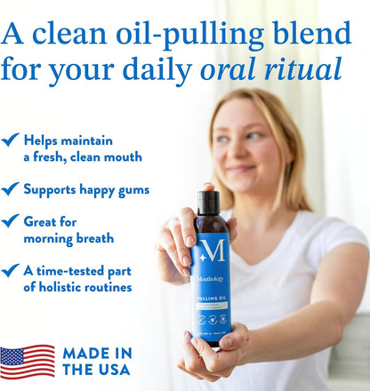 Mouthology Coconut Oil Pulling for Teeth and Gums 16oz (Made in USA), Whitening Pulling Oil Coconut Mint Mouthwash for Fresh Breath Ayurvedic Oil Pulling Mouth Gum Health Oral Care
