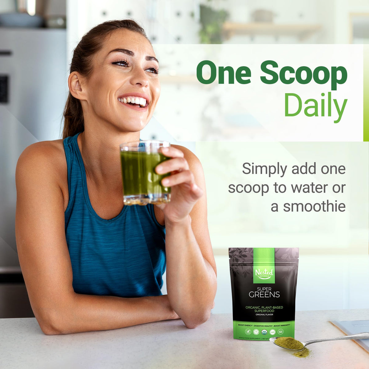 Super Greens Daily Greens Superfood Powder - Certified USDA Organic Green Powder