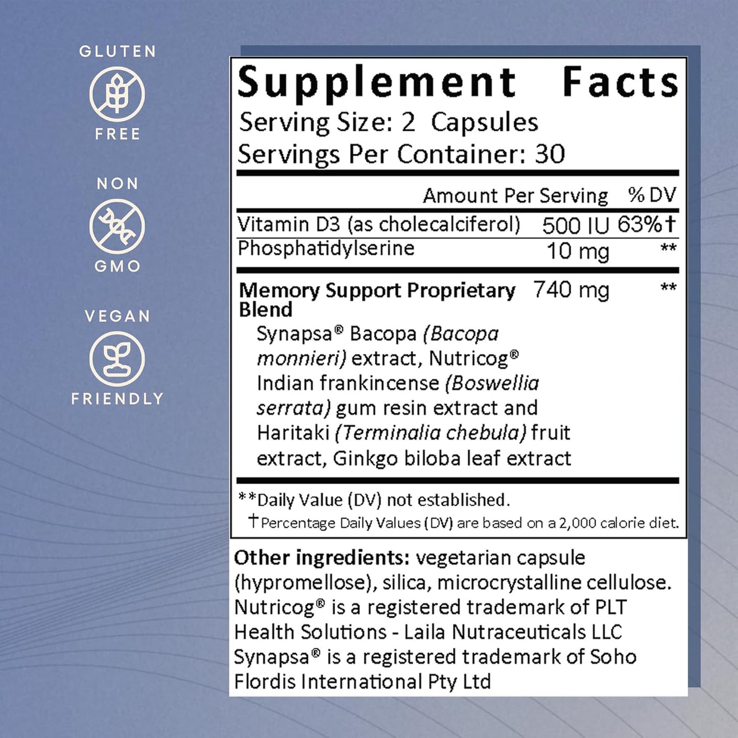 EcoNugenics Memory Boost Supplement – Clinically Studied Ingredients to Support Brain Focus & Health – Nootropic Formula with Bacopa Monnieri, Boswellia Serrata & Ginkgo Biloba Extract – 60 Capsules