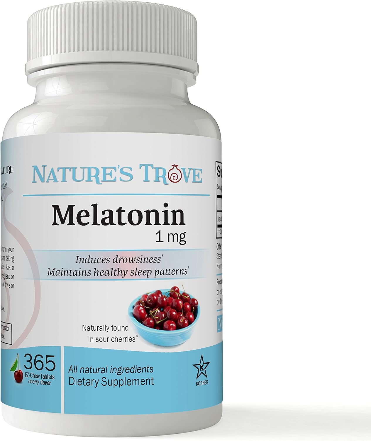 Nature's Trove Melatonin 1mg 365 EZ-Chew Tablets Cherry Flavor