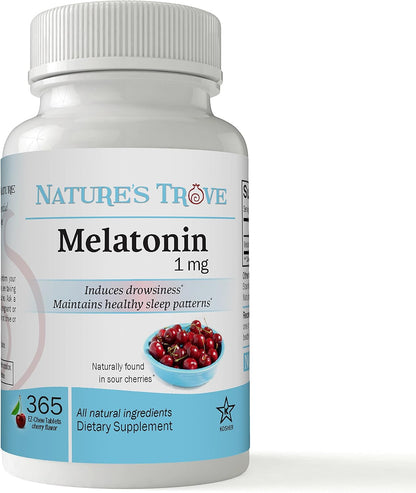 Nature's Trove Melatonin 1mg 365 EZ-Chew Tablets Cherry Flavor