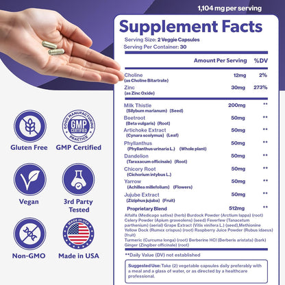 Happee Liver Cleanse Detox & Repair Supplement with Milk Thistle Extract - Flush Toxins & Renew Health - Vegan, Made in USA, 60 Capsules