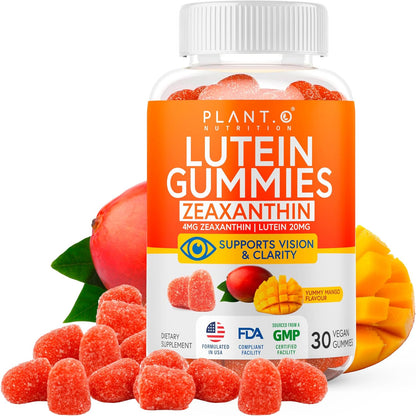 PLANT.O NUTRITION Lutein & Zeaxanthin Gummies - Delicious Vegan Eye Health Vitamins Clinically Studied 20mg Lutein and Zeaxanthin for Vision Clarity Dry Eye Relief and Blue Light Support