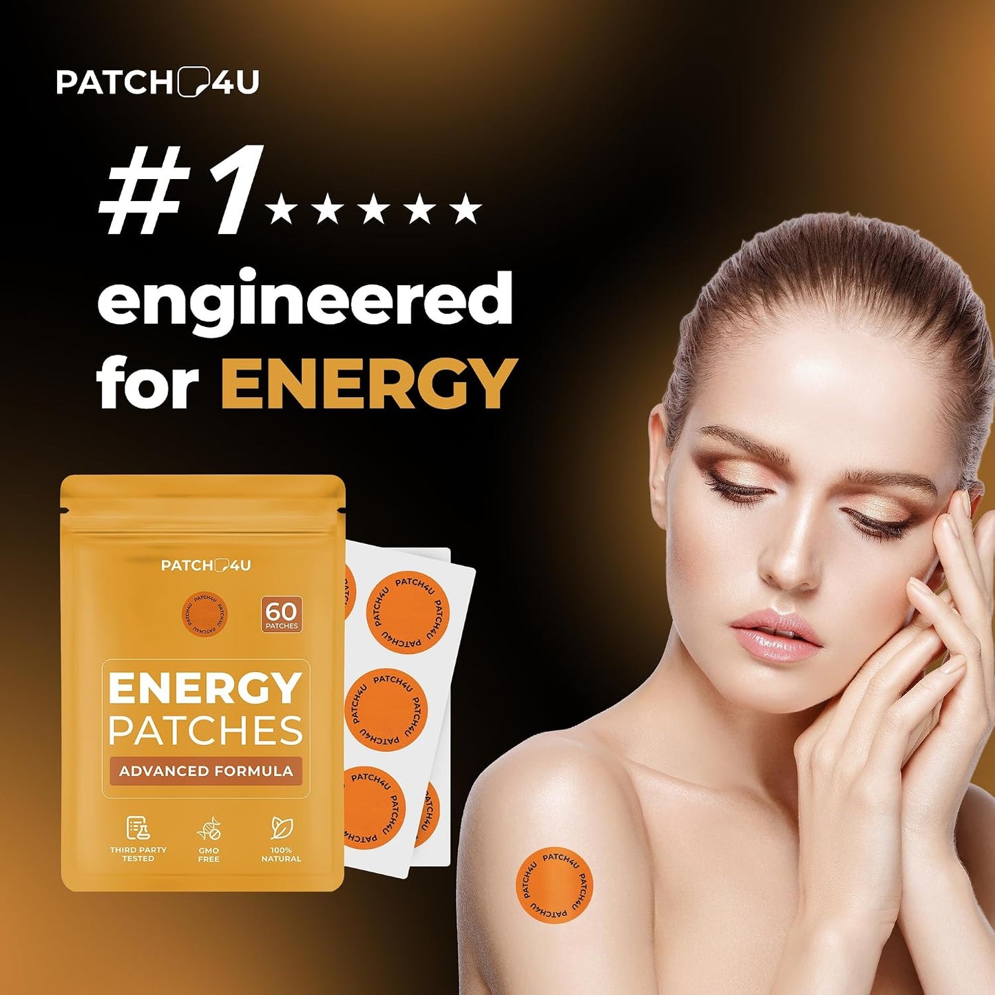 Energy Patches with B12-9-in-1 Biotin, Thiamine & B-Vitamin Complex | Natural Caffeine For Women & Men, Energy & Focus, 60 Day Supply