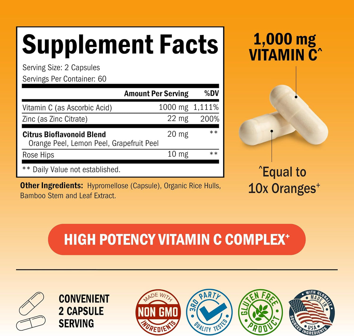 BioSchwartz Vitamin C Complex Supplement - Vitamin C 1000mg Capsules