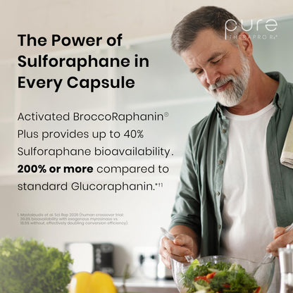 Pure Therapro Rx Extra Strength Sulforaphane Supplement from Broccoli Seed Extract | Made in USA | ONE Capsule Per Serving (Other Brands are 2 Caps!) | 3rd Party Tested | OncoProtect ES