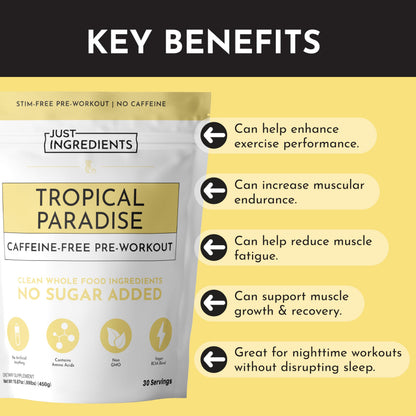 JUST INGREDIENTS Pre-Workout Raspberry Lemonade - Natural, Gluten-Free, No Artificial Sweeteners - 30 Servings, 150mg Caffeine