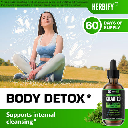 HERBIFY Cilantro Tincture - Herbal Cilantro Supplement for Detox - Rich Source of Antioxidants - Supports Heart and Body Cleanse - Made in USA - Cilantro Extract 4 Fl Oz