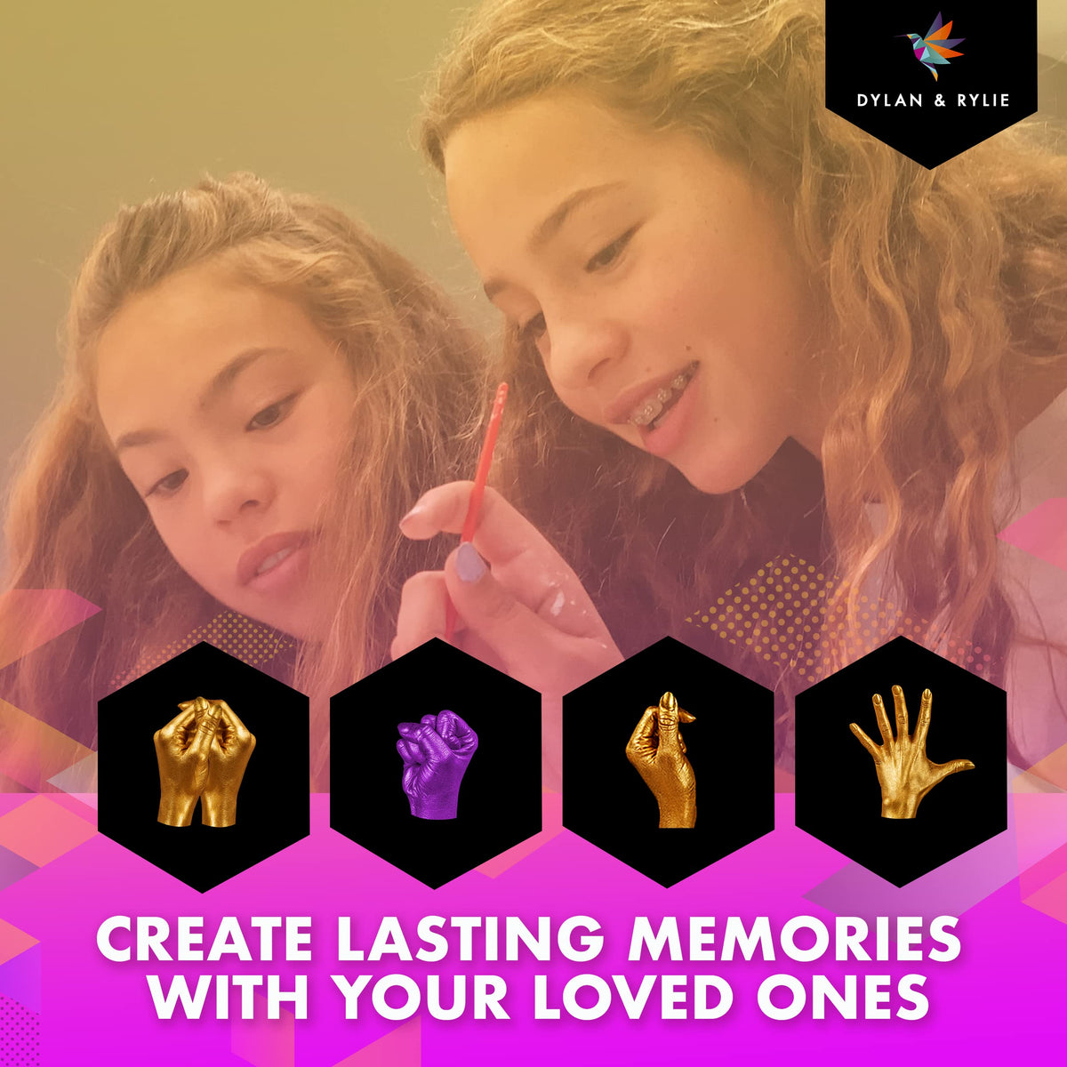 Dylan & Rylie Hand Casting Kit for Couples - Complete DIY Plaster Mold & Painting