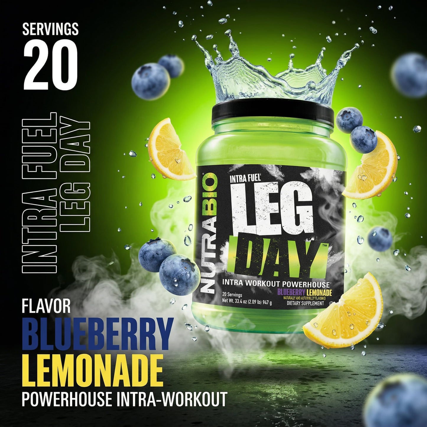 NutraBio Leg Day Intra Workout Powder – Advanced Carb Supplement with Cluster Dextrin & Electrolytes – Carb Powder with EAAs/BCAAs – Cyclic Dextrin for Performance – Cherry Lime, 20 Servings
