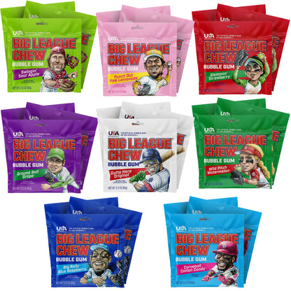 Big League Chew Variety Pack - Chewing Bubble Gum, Pack of 7 Flavors