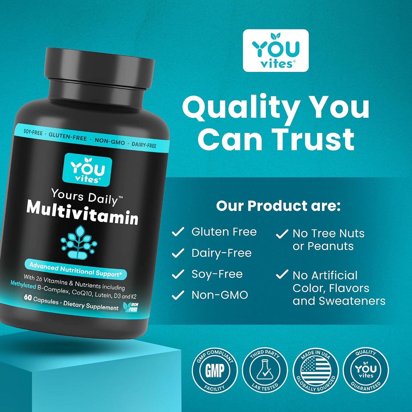Methylated Multivitamin for Men and Women, Methyl Multi Without Iron - 60 Capsules, MTHFR Supplement with Methyl B12, Methylfolate (5-MTHF), CoQ10 for Energy, Heart and Mood Support